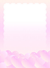 ハートとファンシーなレースのフレーム背景・縦