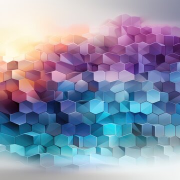 Abstract_light_blue_purple_and_white_gradient_hexagon background