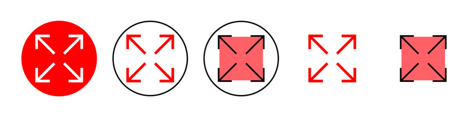 Fullscreen Icon set illustration. Expand to full screen sign and symbol. Arrows symbol - obrazy, fototapety, plakaty