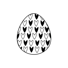 Drawn Easter egg on white background