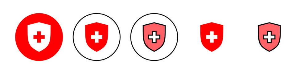 Health insurance icon set illustration. Insurance document sign and symbol