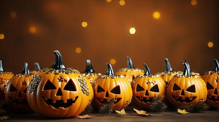 halloween background with the concept of a pumpkin in the shape of a face on a scary background