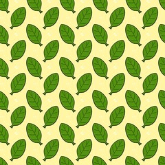 green leaves seamless pattern. hand drawn background.