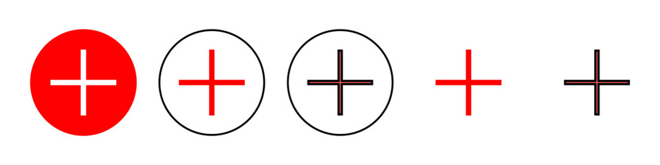 Plus Icon set illustration. Add plus sign and symbol