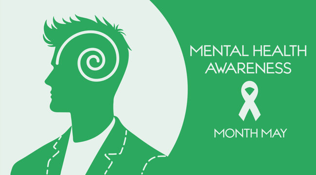 Poster for Mental Health Awareness Month with drawn man