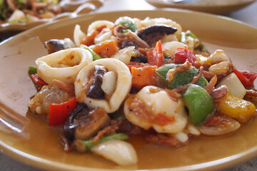 spicy squid on the table