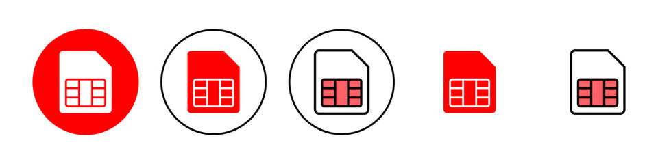 Sim card icon set illustration. dual sim card sign and symbol - obrazy, fototapety, plakaty