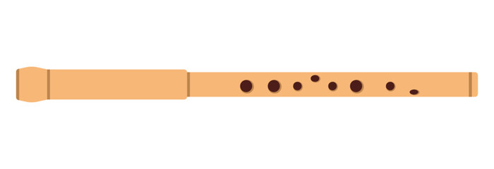 Drawn flute on white background