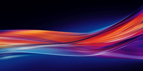 Vibrant abstract waves with a harmonious blend of purple, orange, and blue on a dark background.