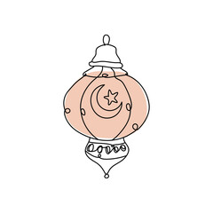 Drawn Arabian lantern on white background