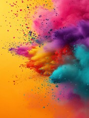 Holi Festival background Poster design, realistic, HD, copy space - generative ai