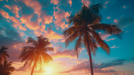 南の島の美しい夕日 - obrazy, fototapety, plakaty