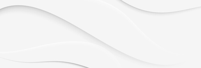 White abstract geometric background. Modern wavy cut out graphic design. Vector illustration