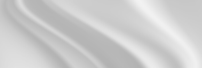Gray wavy fabric background. Abstract gray white satin texture. Vector illustration