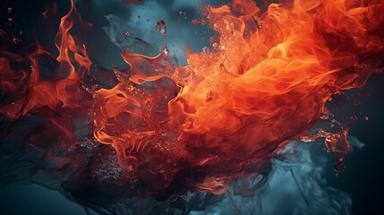 Image of fluid simulation that seamlessly blends water, smoke, and fire elements.