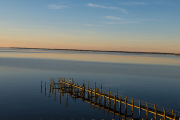sunset reflected over the lake