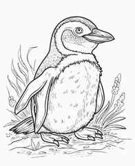 hand drawn illustration of a penguin
