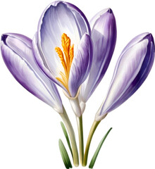Fototapeta premium Crocus flowers. Close-up watercolor painting of Crocus flowers.