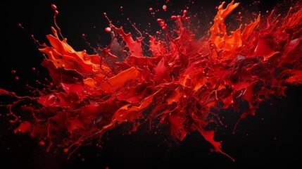 Fototapeta na wymiar Image of red paint splatters on a dark background.