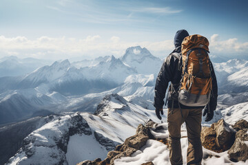 fresh and pure human with ascent of a snow-covered mountain offers a rewarding and inspiring adventure filled with exploration and a breathtaking view from summit