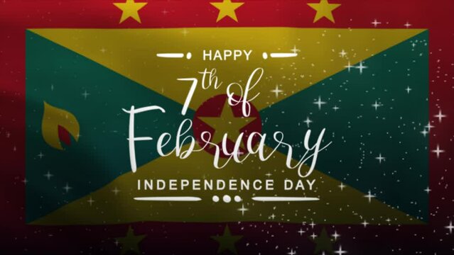 Grenada Independence Day Text Animation with Grenada Flag background. Celebrate Grenada Day on 7th of February. Great for celebrating Grenada Day.