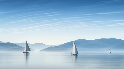 Image of sailboats on a serene lake.