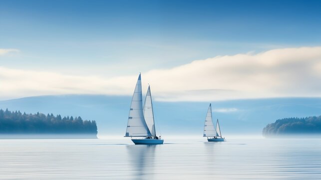 Image of sailboats on a serene lake.