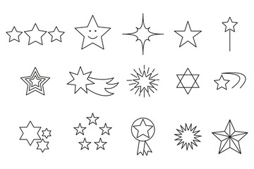 Star web icons in line style. Rating, firework, medal, award collection. Vector illustration. EPS 10.