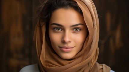 Image of young Arab woman wearing a headscarf.