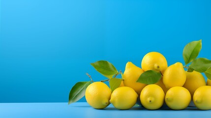 Lemon fruit on a blue background.