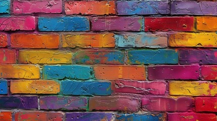 Naklejka premium Textured Multicolored Colorful Brick Wall. Urban and Vibrant