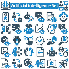 Artificial intelligence icon Set vector illustration