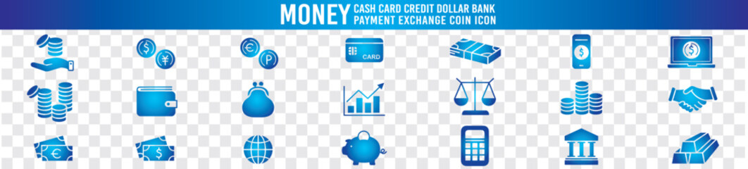 Money Cash Card Credit Dollar Bank icon collection editable stroke vector - obrazy, fototapety, plakaty