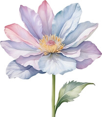 Watercolor painting of a cute pastel flower.