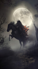 Headless Horseman Haunting Sleepy Hollow - obrazy, fototapety, plakaty
