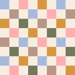 Colorful Checker Board Pattern Illustration Hand Drawn Texture