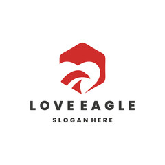 Love eagle logo template vector illustration design