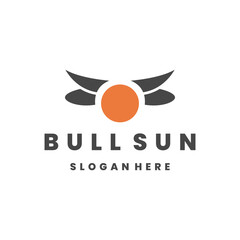 Bull sun logo template vector illustration design