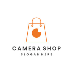 Camera shop logo template vector illustration design