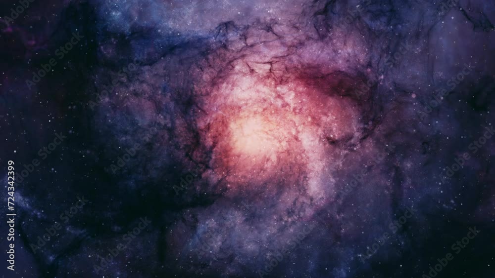 Wall mural nebula clouds background loop. passing nebula orange clouds on background seamless loop.