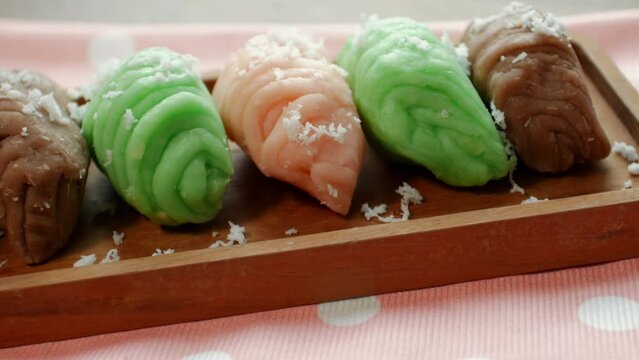 Getuk Lindri a traditional indonesian pastry made from cassava root.