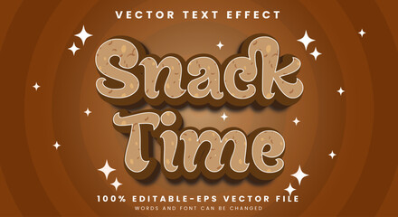 Fun snacks time editable text effect template with abstract background style