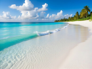very relaxing background beach style with a blue sky sea, white sand