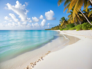Fototapeta na wymiar very relaxing background beach style with a blue sky sea, white sand
