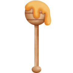 Honey dipper clipart, Watercolor illustration, Spring and summer element decoration, Food ingradient.