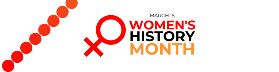 Women History Month Neo Geometric Background. Women’s History Month March Awareness Celebration. Horizontal website header banner. Abstract modern design. Social media post. vector illustration