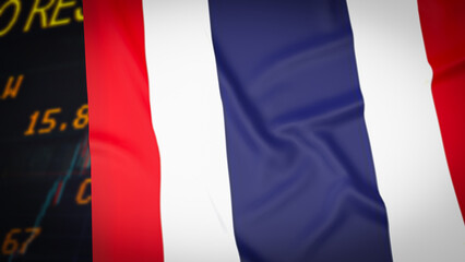 The Thailand flag on Business Background  3d rendering.