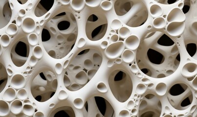 A close up of a white substance that has holes. Generative AI.