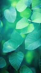 Green leaves on a green background. Generative AI.
