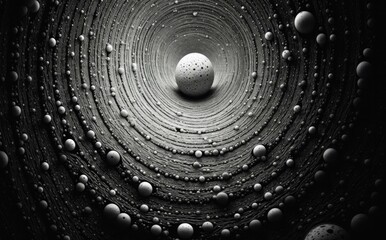 A black and white photo of a circular hole. Generative AI.